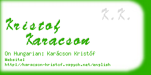 kristof karacson business card